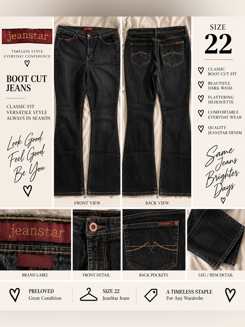 🖤 JeanStar Boot Cut Jeans — Size 22 | Black | $29